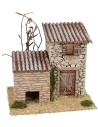 Casita de piedra con cobertizo de 19x17x17 cm de altura, madera.