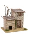 Casita de piedra con cobertizo de 19x17x17 cm de altura, madera.