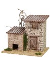 Casita de piedra con cobertizo de 19x17x17 cm de altura, madera.