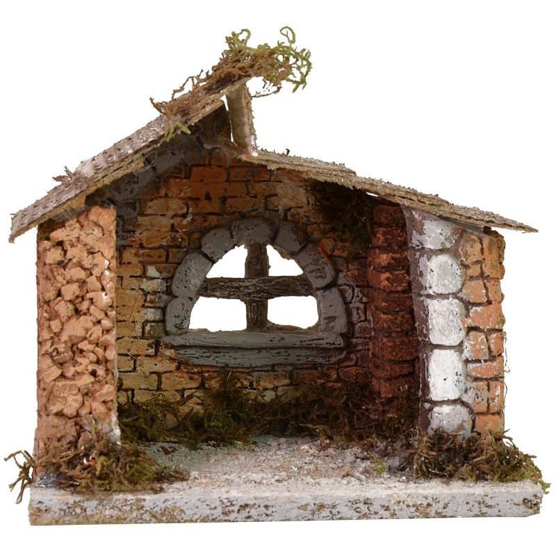 Cabaña con ventana de 15x11x14 cm de altura, estatuas