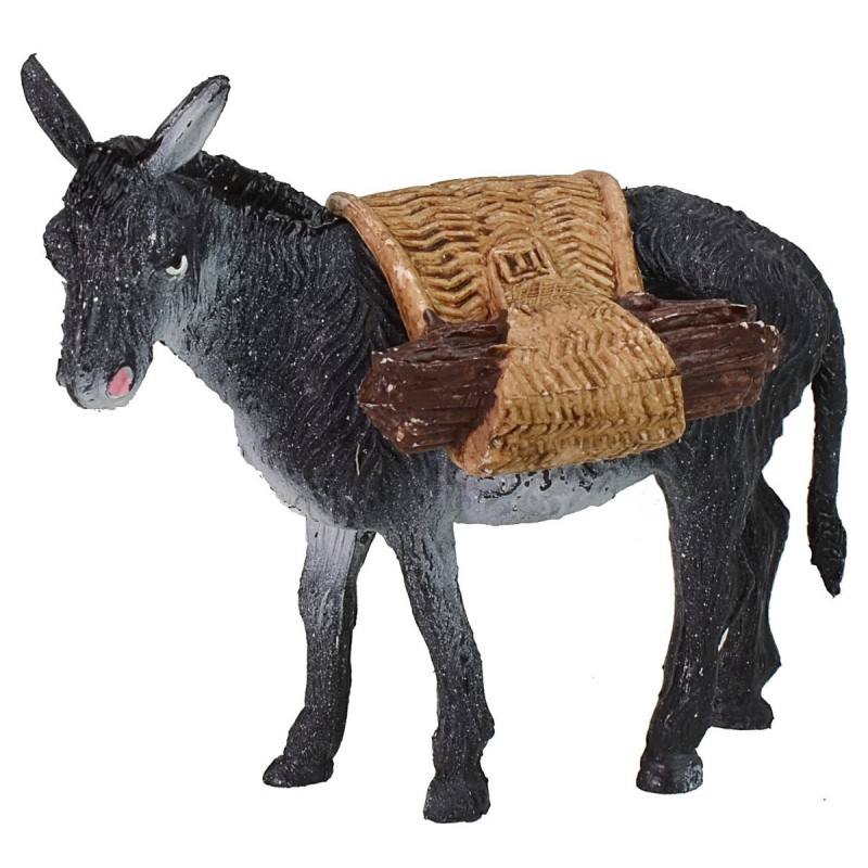 Burro con carga de leña cm 10x3x8 h altura, leña, burro.