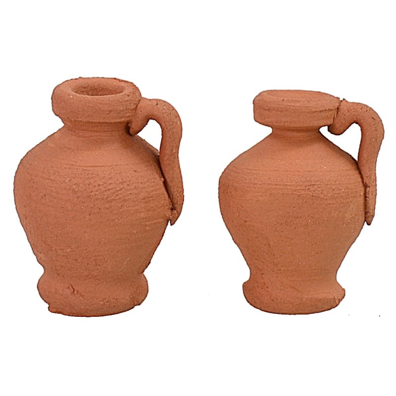 Dos ánforas de terracota de 2,2 cm de altura, ánforas de terracota.