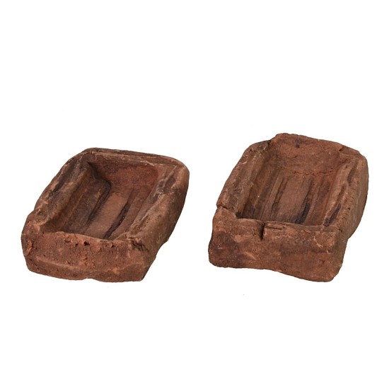 Juego de 2 cajas de terracota de 3,7x2,9x1,1 cm de altura en terracota.