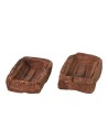 Juego de 2 cajas de terracota de 3,7x2,9x1,1 cm de altura en terracota.