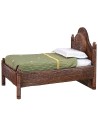 Cama individual de madera envejecida con relieve cm