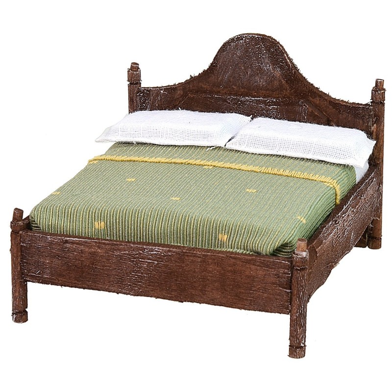 Letto matrimoniale in legno con testata ondulata cm 12x13,5x10