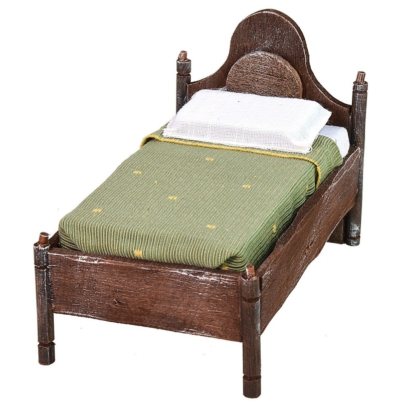 Letto singolo in legno con testata ondulata cm 7x11x8 h