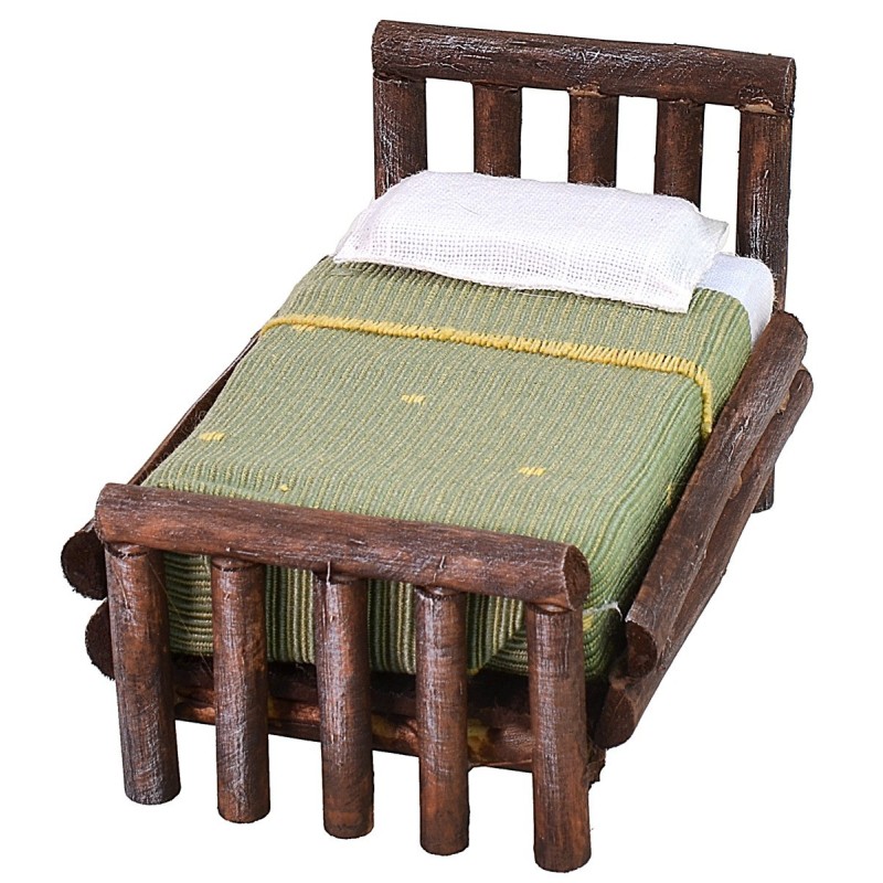 Cama de madera envejecida de una plaza de 7,5x11x7 cm h madera