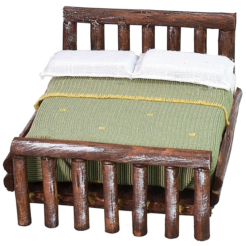 Cama de madera envejecida de dos plazas cm 10.5x11x7 h madera