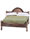 Double bed in antiqued wood with relief cm