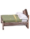 Double bed in antiqued wood with relief cm