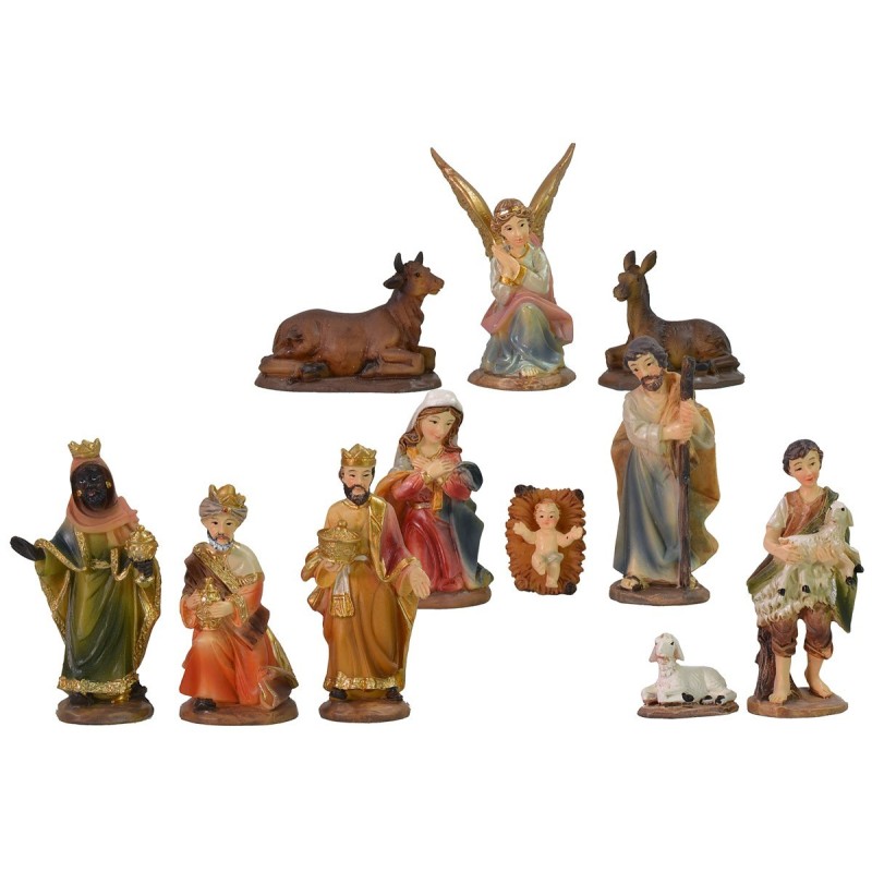 Conjunto de 11 estatuas con Natividad de 7 cm en resina, estatuas de resina.