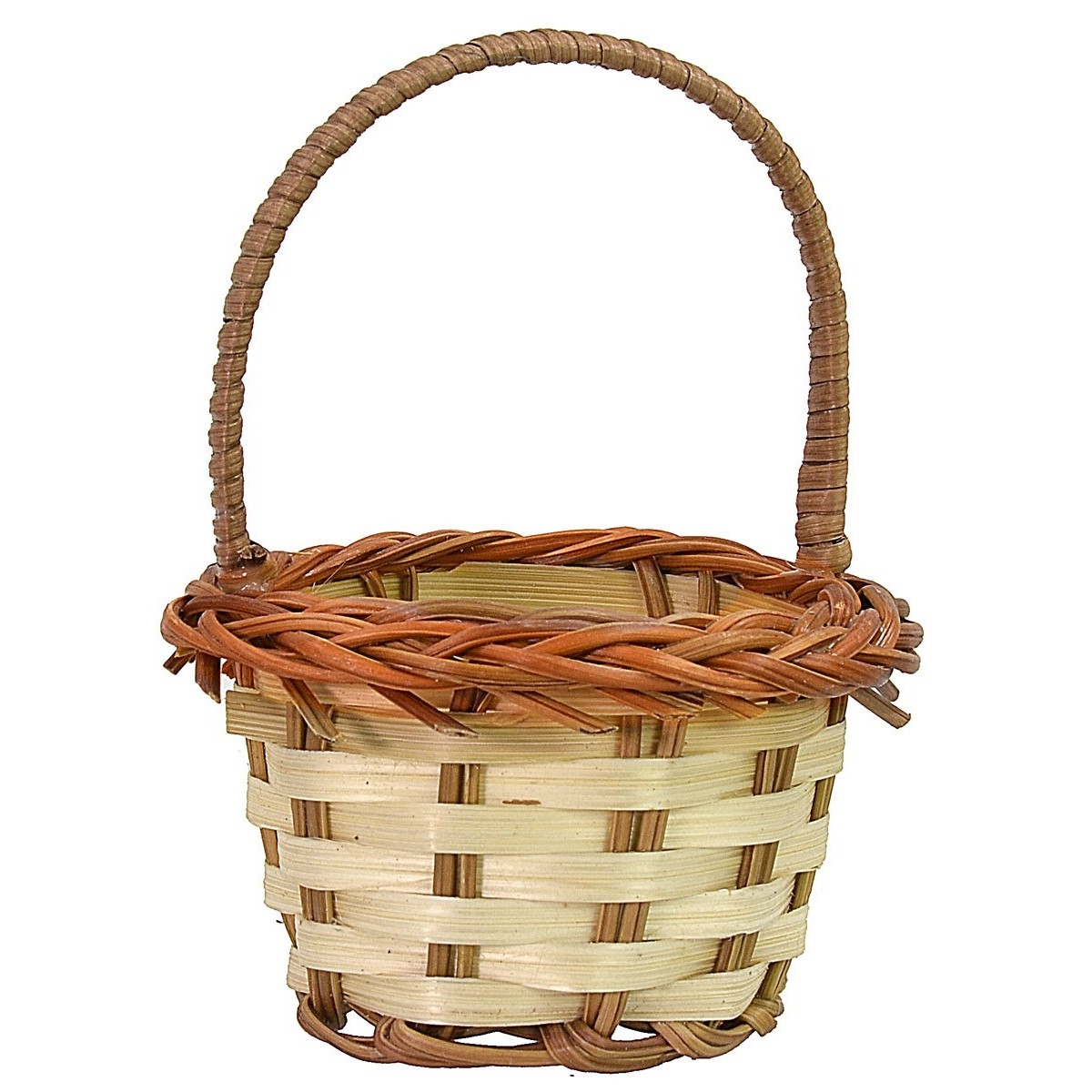 Two-tone wicker basket with handle cm ø 6,5x9 h