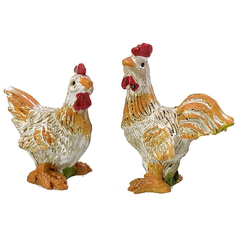 Set gallo e gallina per statue 10 cm