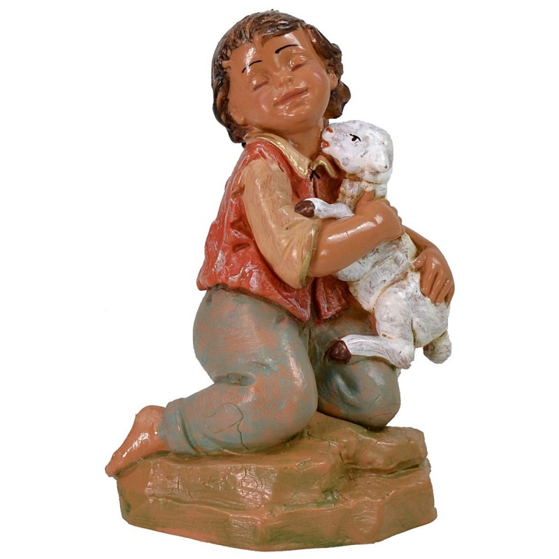 Child kneeling with lamb series 30 cm Fontanini