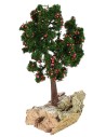 Árbol de manzanas rojas con base de 4x4x13 cm de altura, árbol.