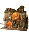 Presepe illuminato stile '700 con cascata completo di statue