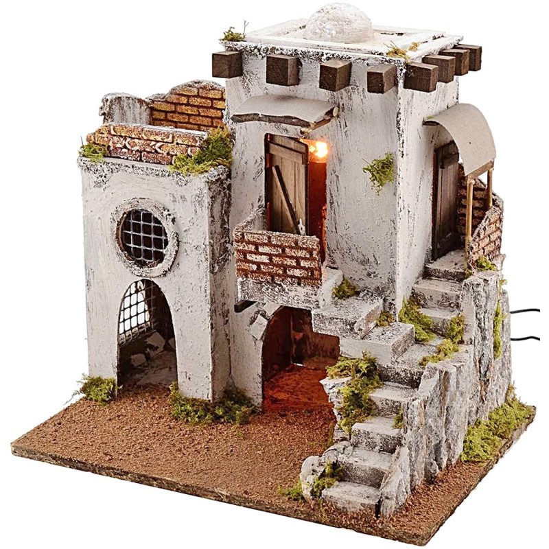 Casa Árabe iluminada con escalera de 35x25x35 cm