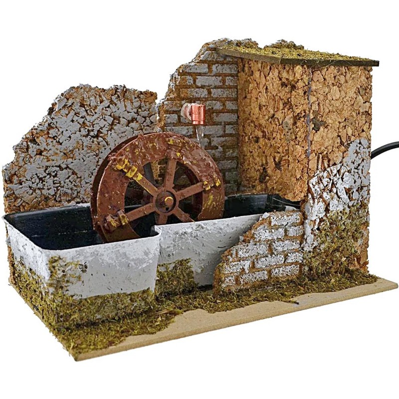 Mulino ad acqua presepe cm 20x14x15 h. Completo di pompa Mondo