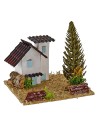 Houses for nativity scene with tree 13.5x13.5x9h cm