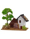 House for nativity scene with tree 15x8x9.5h cm