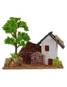 House for nativity scene with tree 15x8x9.5h cm