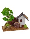 House for nativity scene with tree 15x8x9.5h cm