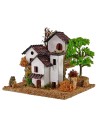 Houses for nativity scene on two levels with tree 15x19x14h cm