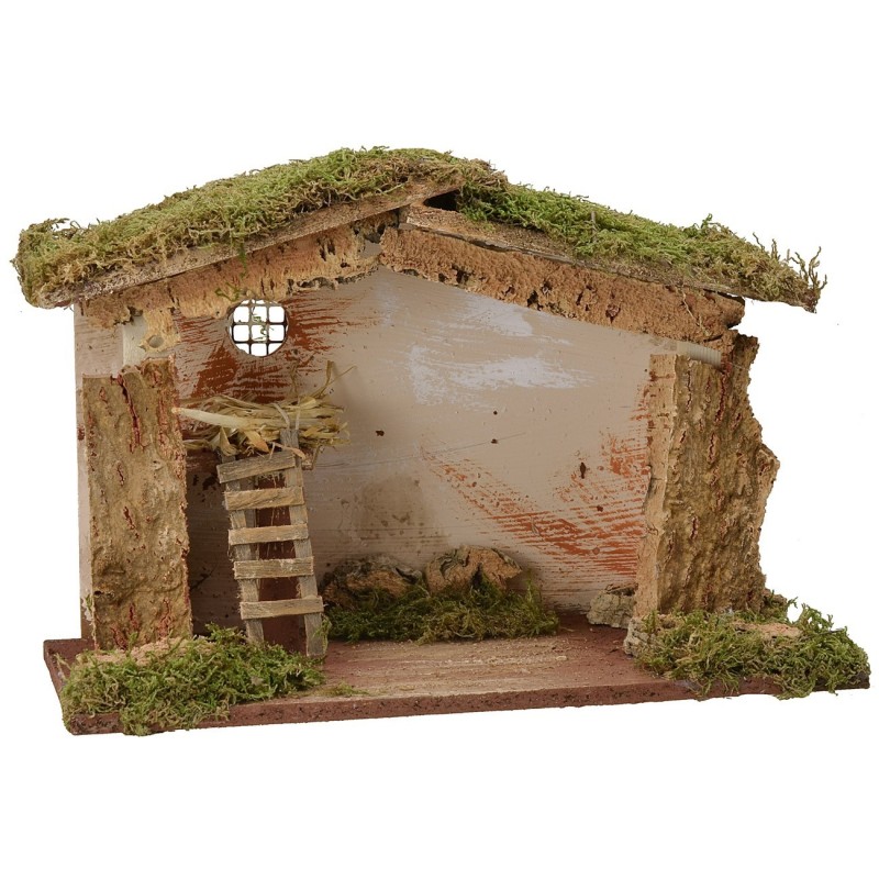 Cabaña con escalera y granero de 42x19x28 cm de altura, cabaña