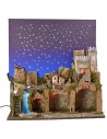 Illuminated nativity scene with fiber optic starry sky cm