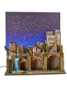 Illuminated nativity scene with fiber optic starry sky cm