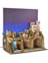 Illuminated nativity scene with fiber optic starry sky cm