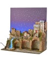 Illuminated nativity scene with fiber optic starry sky cm