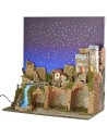 Illuminated nativity scene with fiber optic starry sky cm