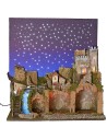 Illuminated nativity scene with fiber optic starry sky cm