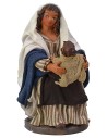 Madre sentada con niño serie 12 cm de altura, tela, base