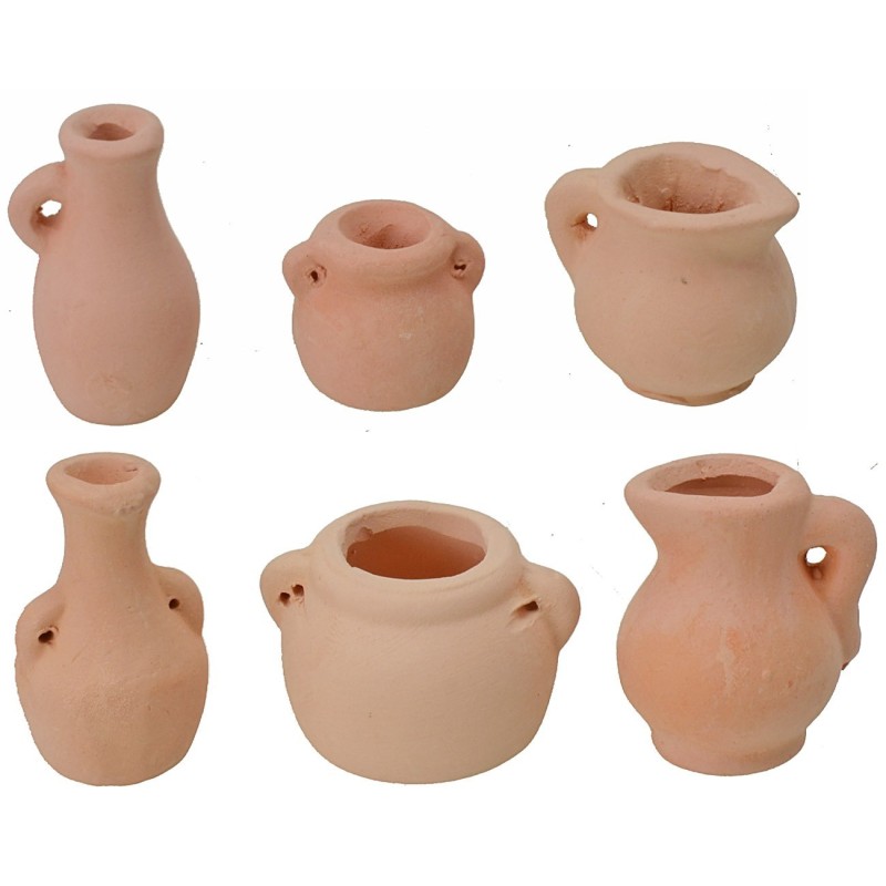 Juego de 6 ánforas surtidas de 2-3,2 cm de altura, terracota