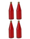 Juego de 4 botellas rojas de 3,4 cm de altura, plástico, rojas