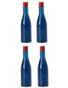 Juego de 4 botellas azules de 3,6 cm de altura, estatuas, altura, plástico.