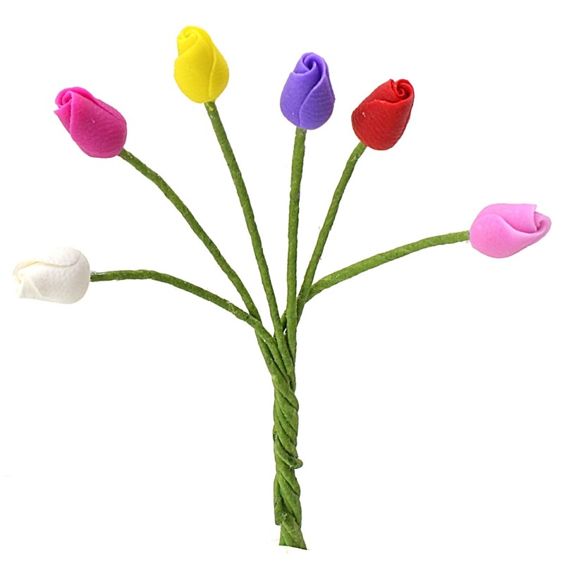 Set di 6 tulipani in vari colori 6 cm Mondo Presepi