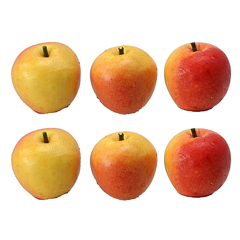 Conjunto de 6 manzanas amarillo-rojas ø 1,1 cm Mundo Belenes