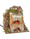 Horno con chimenea y llama efecto fuego funcionando cm 15x10x16