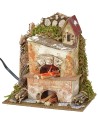 Horno con chimenea y llama efecto fuego funcionando cm 15x10x16