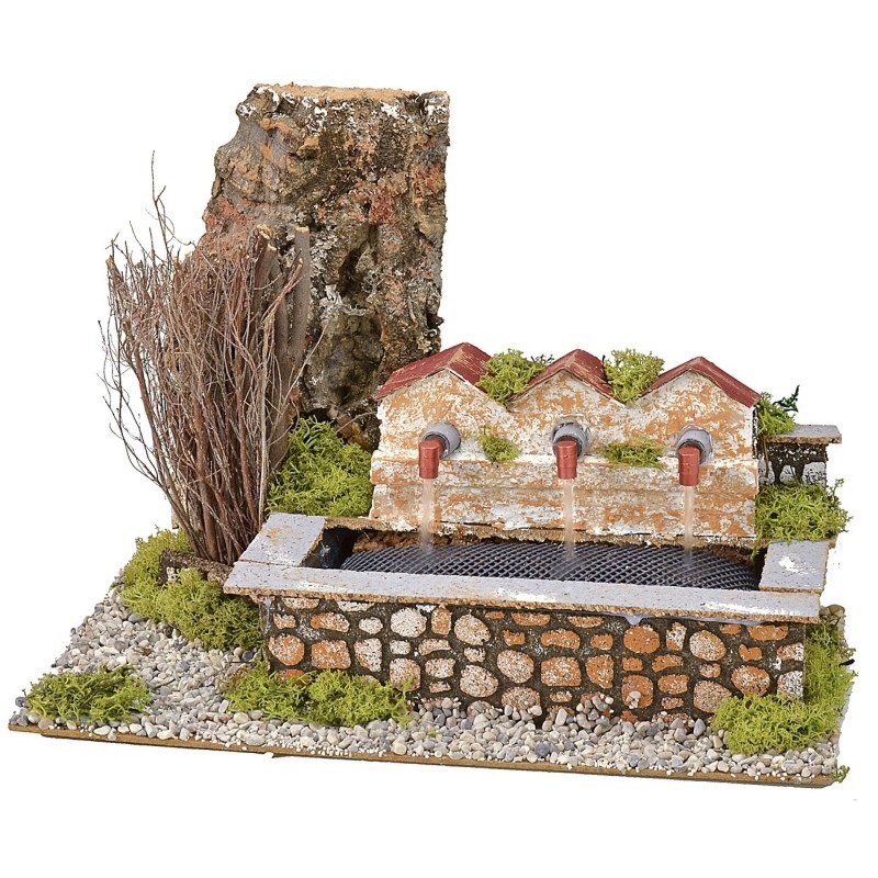 Fontana funzionante presepe con tre rubinetti cm 33,5x18x23 h