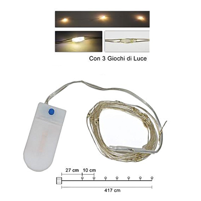 40 Micro LED de luz blanca cálida y pilas incluidas Mondo Presepi