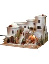 Presepe in stile arabo con tenda completo di luci e statue