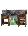 Antiqued wooden sink with small parts cm 10x3,5x6,5 h