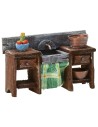 Antiqued wooden sink with small parts cm 10x3,5x6,5 h