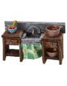 Antiqued wooden sink with small parts cm 10x3,5x6,5 h