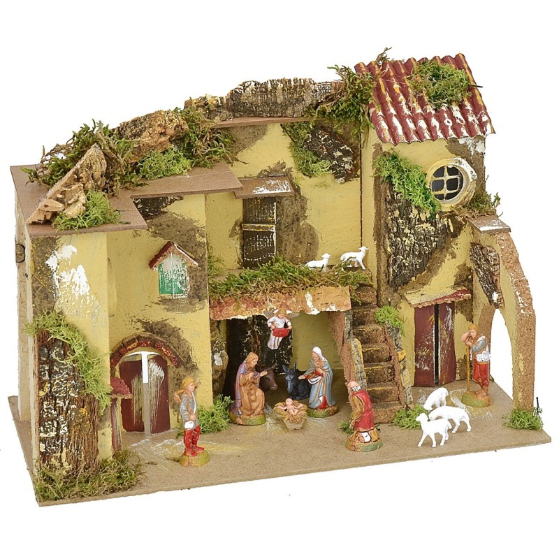 Presepe con arco completo di statue Landi cm 33x18x23 h